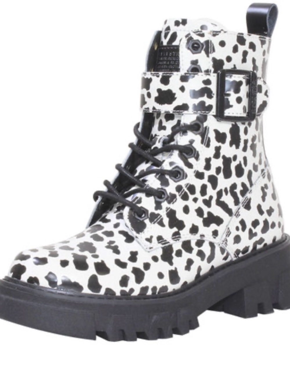 Levi's Black & White Spot Print Lace-Up Combat Boots